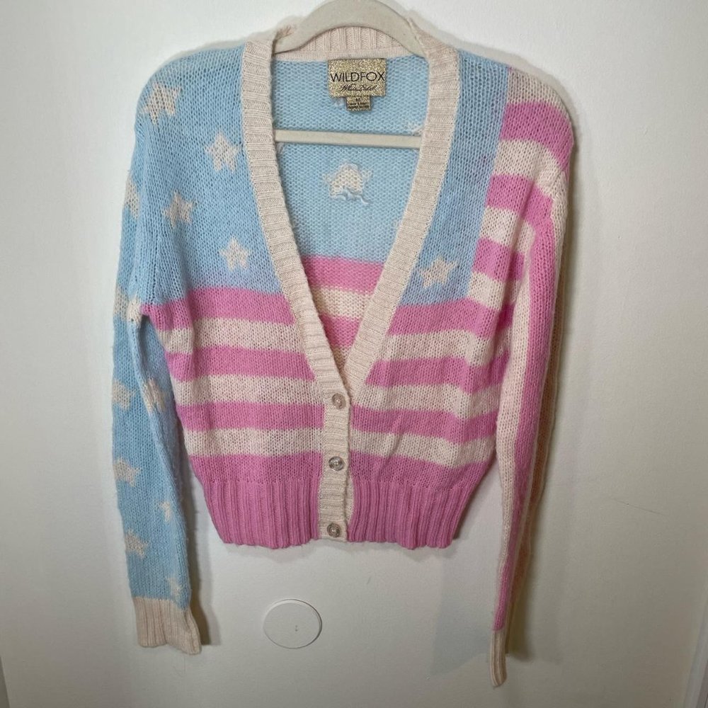 Wildfox White Label Miss America Darling Flag Patriotic Cardigan Sweater